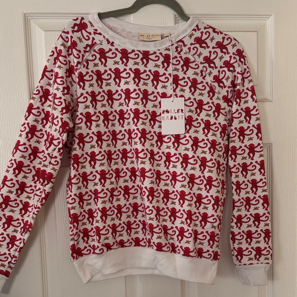 Roller Rabbit Pink Monkey Crewneck